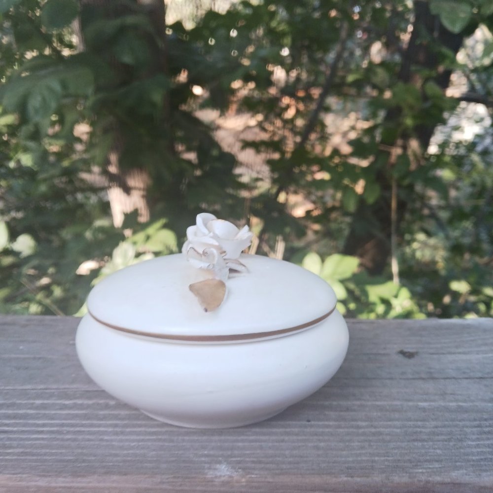 Vintage Kelvin fine hand painted China trinket box trinket dish jewelry box